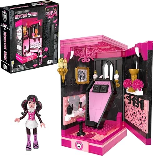 Mega Brands MEGA Monster High Action Figure Building Set Draculaura's Boo-k Crypt with 301 Pieces, Book Nook for Collectors - Image 1