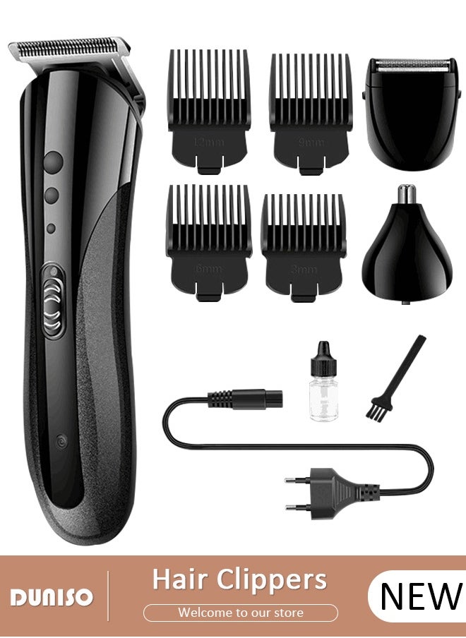 DUNISO Hair Clippers Portable Electric Shaver Powerful Storm Nose Hair Trimmer for Men with 3 Replacement Headers and 4 Positioning Combs, Multifunctional Electric Razor, USB Hair Trimmer Set for Travel  - Image 1