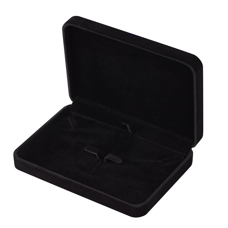 LETURE Large Velvet Jewelry Set Box, Big Necklace and Ring Earring Pendant Gift Box, Pearl Necklace/Chunky Necklace Jewelry Storage Case (Black) - Image 2