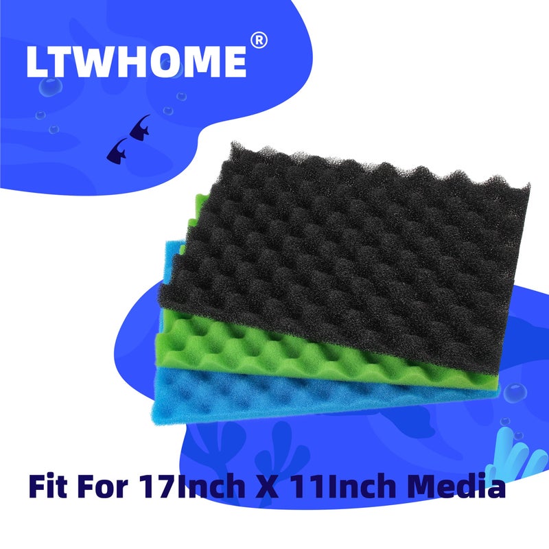 LTWHOME Fish Pond Foam Filter Sponge Set 17" X 11" Media (Pack of 3 Sets) - Image 5