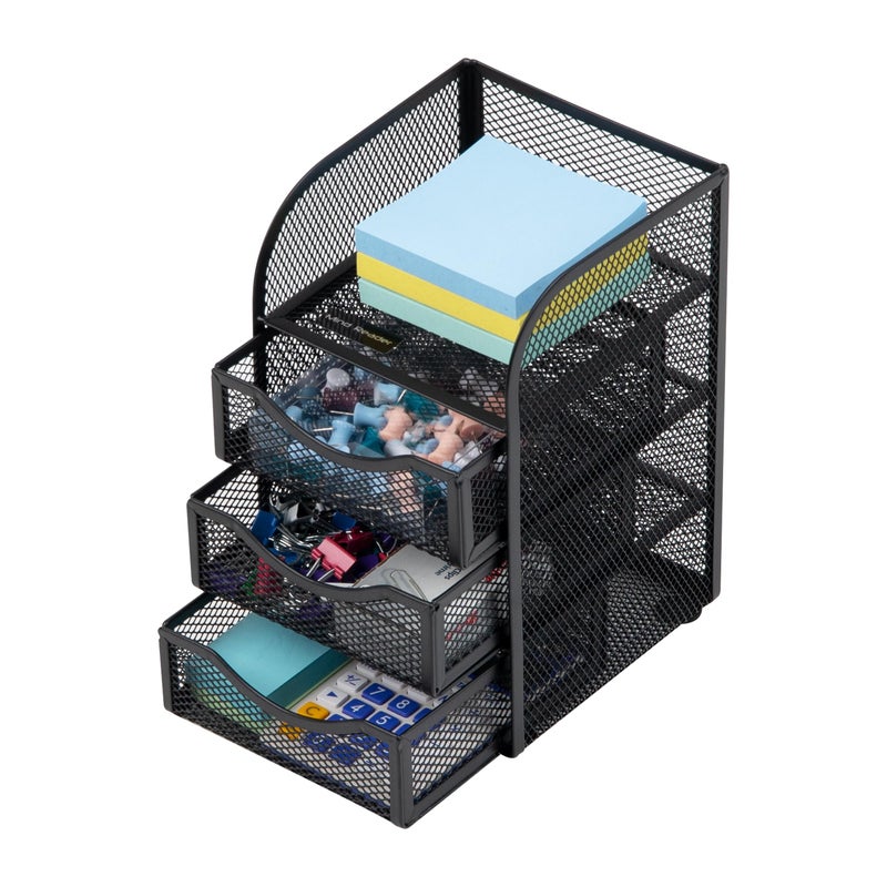 Mind Reader Desktop Accessory Storage, Paper Binder Clip Basket, Workspace, Office, Metal Mesh, 4.75"L x 5"W x 8"H, Black - Image 4