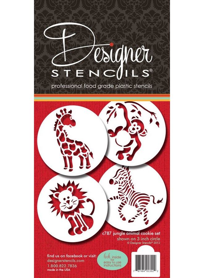 Designer Stencils Jungle Animals Cookie Beige/Semitransparent Fits 3&Quot Circle - Image 2