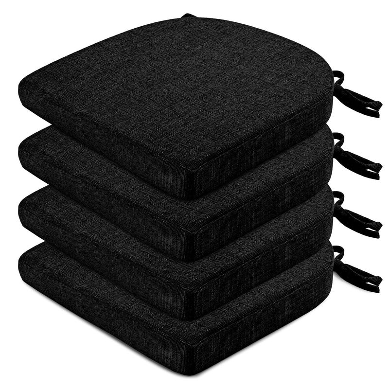 Wellsin Chair Cushions for Dining Chairs 4 Pack  Kitchen Chair Cushions with Ties and NonSlip Backing  Dining Chair Pads 16X16X2 Black