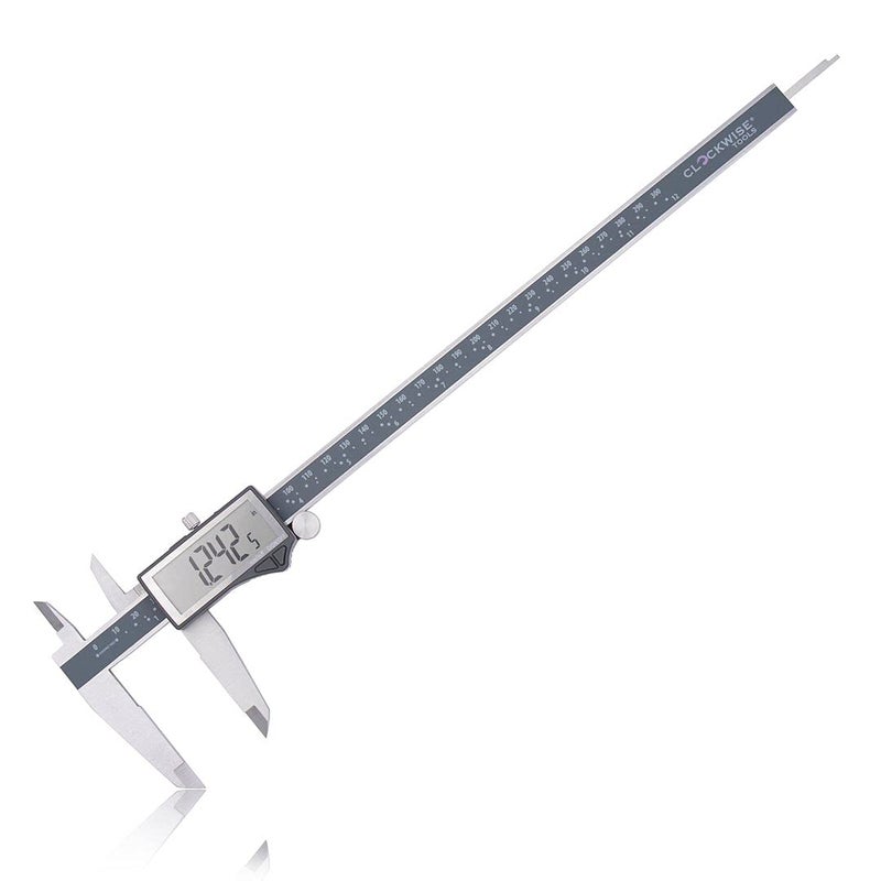 Clockwise Tools IP54 Grade Digital Caliper, DCLR-1205 0-12" /300mm, Inch/Metric/Fractions Conversion, Stainless Steel, Large LCD Screen - Image 1