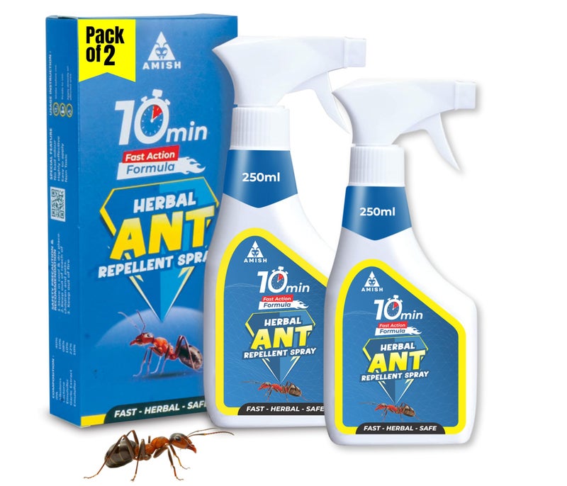 Amish Ant Repellent Spray 250ml Pack of 2 for Home & Kitchen | Herbal Organic Indoor Outdoor | Pet Safe, Safe for Dogs | Eco Friendly Remover for Home, Plants | 10 Minutes Formula| Repellent Spray - Image 1