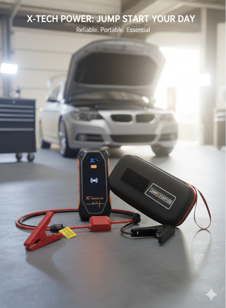 اكس تكنولوجي جهاز بدء تشغيل السيارة  آمن للغاية، مع حقيبة حمل - أسود - Image 1