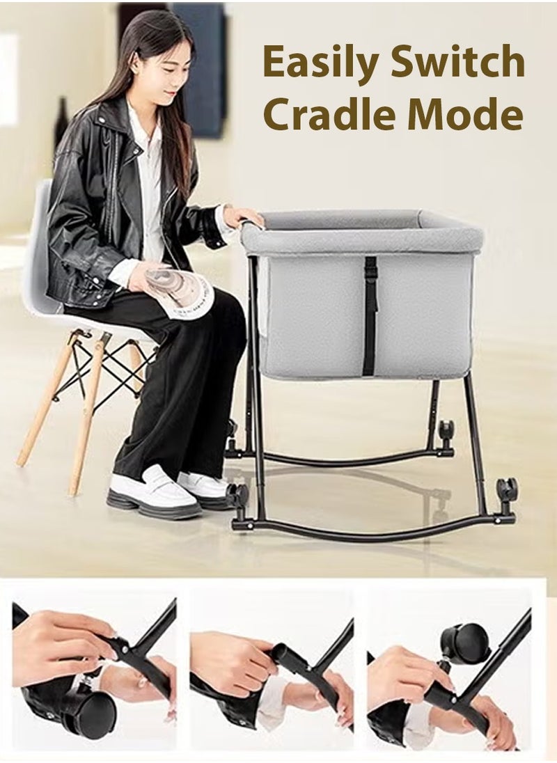 3 in 1Portable Folding Newborn Infant Baby Sleeper, Baby Beside Crib, Baby Bassinet bed, Travel Crib, Baby Cradle with Side Mesh, Mosquito Net