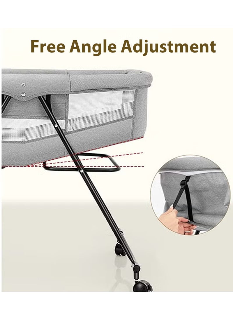 3 in 1Portable Folding Newborn Infant Baby Sleeper, Baby Beside Crib, Baby Bassinet bed, Travel Crib, Baby Cradle with Side Mesh, Mosquito Net