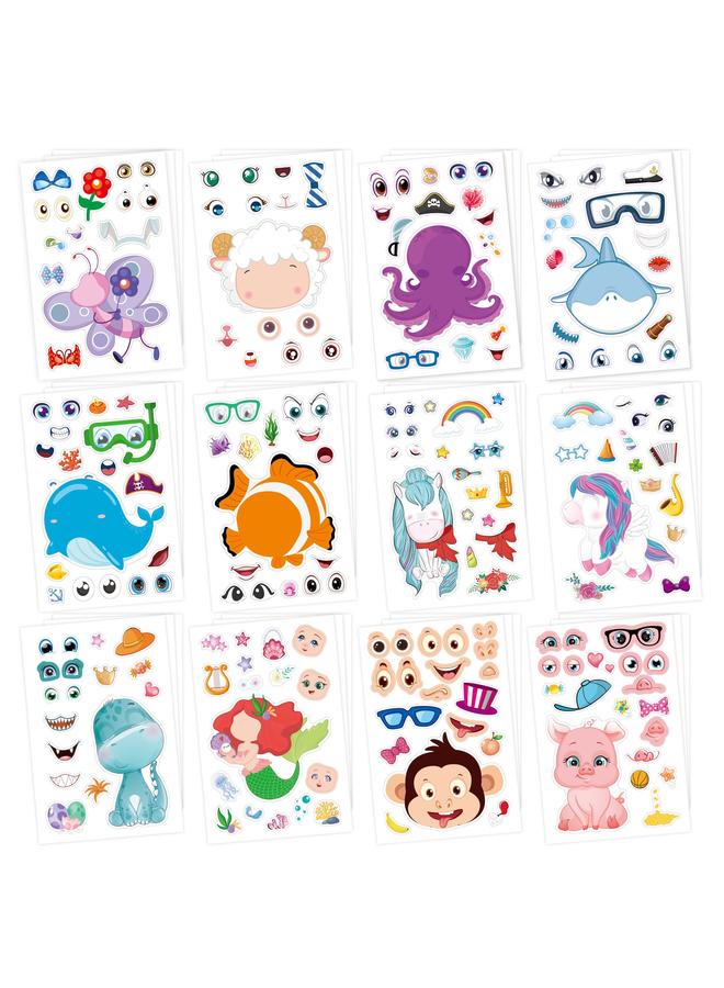 Bluejw New Children's Diy Stickers Make A Face Stickers Cartoon Animal Face Change Stickers - Image 3