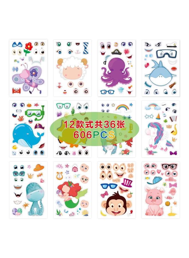 Bluejw New Children's Diy Stickers Make A Face Stickers Cartoon Animal Face Change Stickers - Image 1