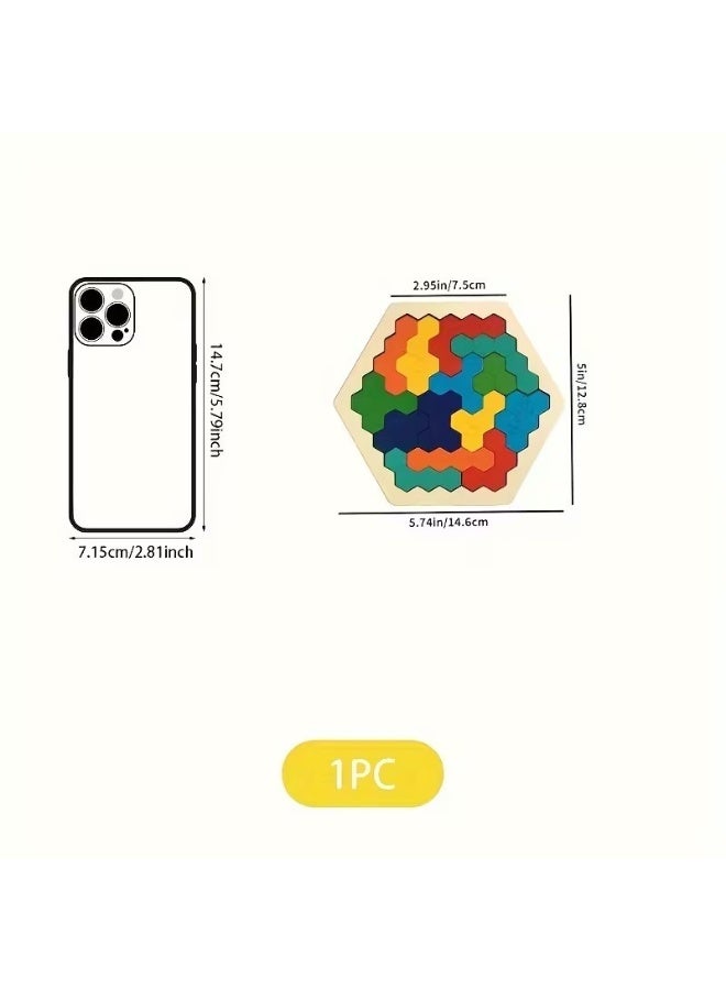 Goolsky Hexagonal Wooden Puzzles in 3D for Kids, Designed As Educational Toys. These Tangram Games Are Perfect for Testing Brain IQ And Make Great Gifts for Holidays. - Image 4