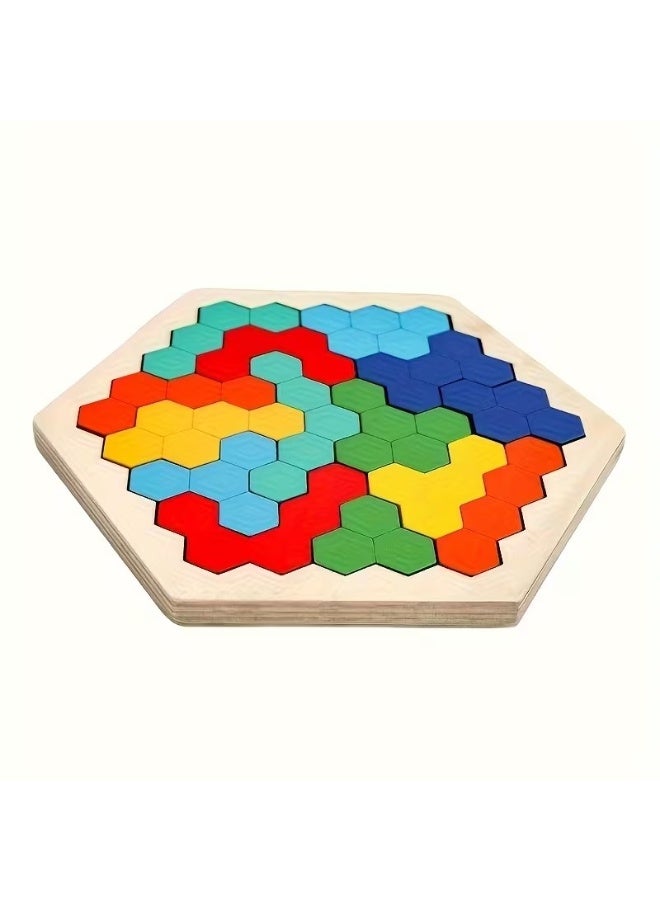 Goolsky Hexagonal Wooden Puzzles in 3D for Kids, Designed As Educational Toys. These Tangram Games Are Perfect for Testing Brain IQ And Make Great Gifts for Holidays. - Image 2