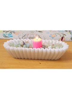 R&M RM Marble Tray, Handmade Tray, Decorative Tray, Bathroom Tray, Rectangle Ruffle Marble Tray Bowl, Bathroom Decor, Decorative Bowl, Home Decor Candle Holder  - Image 3