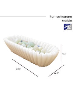 R&M RM Marble Tray, Handmade Tray, Decorative Tray, Bathroom Tray, Rectangle Ruffle Marble Tray Bowl, Bathroom Decor, Decorative Bowl, Home Decor Candle Holder  - Image 4