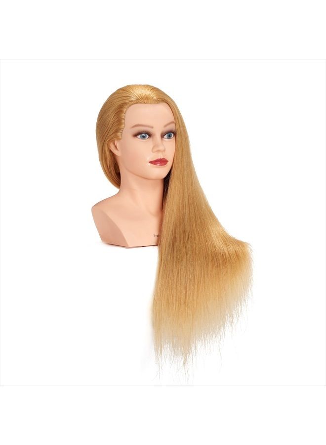 training head Traininghead 28-30" 100% Human Hair Mannequin Head Hairdressing Training Practice Head Hair Styling Cosmetology Manikin Doll Head With Clamp Stand (Blond) - Image 4