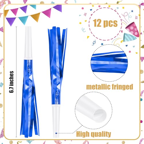 Twavang 12 Pcs Glitter Noise Makers Metallic Fringed Party Blower for Adults Birthday Graduation New Years Party Favors Supplies Blue - Image 5