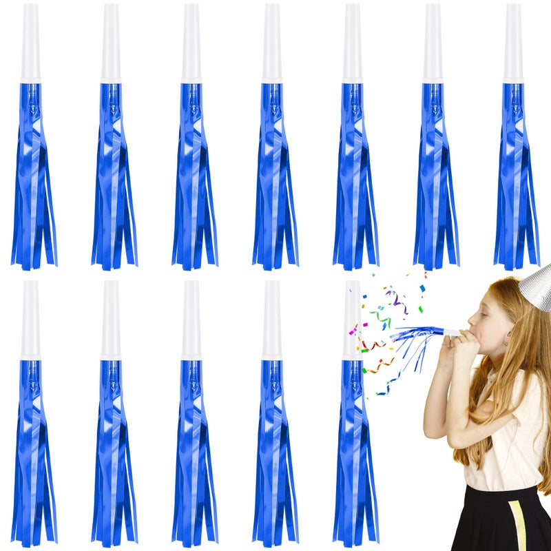Twavang 12 Pcs Glitter Noise Makers Metallic Fringed Party Blower for Adults Birthday Graduation New Years Party Favors Supplies Blue - Image 3