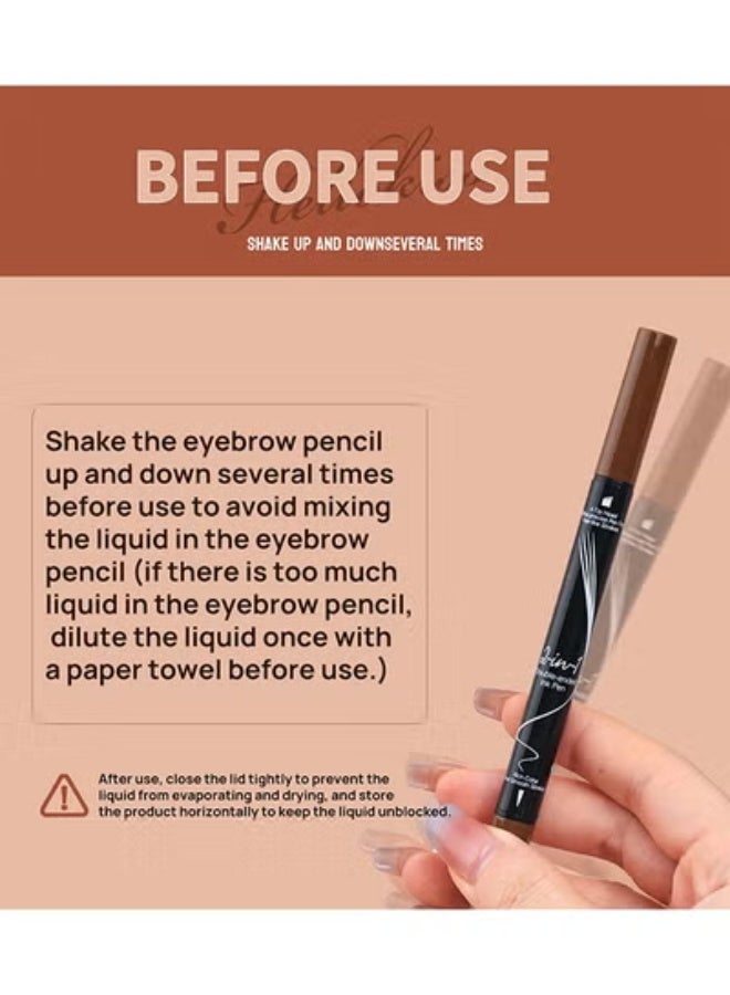 HelloKiss Liquid Eyebrow Pen, 2-In-1 Dual-Ended Ink Pen, 2-In-1 Dual-Ended Eyebrow Pencil with 4-Prong Micro Fork Tip Applicator & Precise Brush Tip Creates Natural Eyebrows, Grey, 1ml+1ml - Image 2