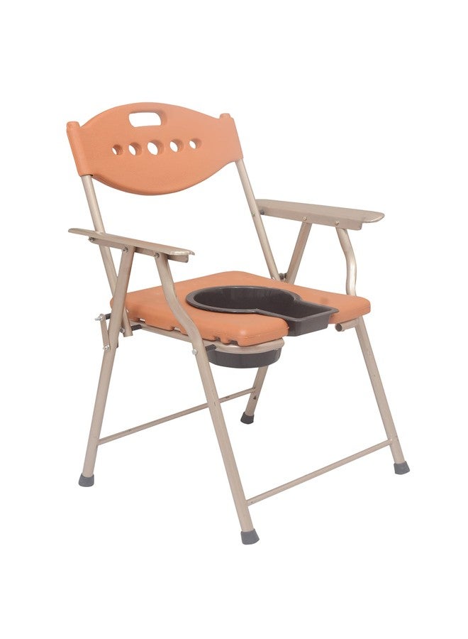 Green Nature Folding Elderly Disabled Man And Pregnant Lady Stainless Steel Shower And Bathing Room Commode Chair With Toilet Seat Comfortable Safe Toliet Stool Anti-Skid - Image 3