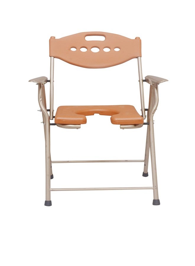 Green Nature Folding Elderly Disabled Man And Pregnant Lady Stainless Steel Shower And Bathing Room Commode Chair With Toilet Seat Comfortable Safe Toliet Stool Anti-Skid - Image 1