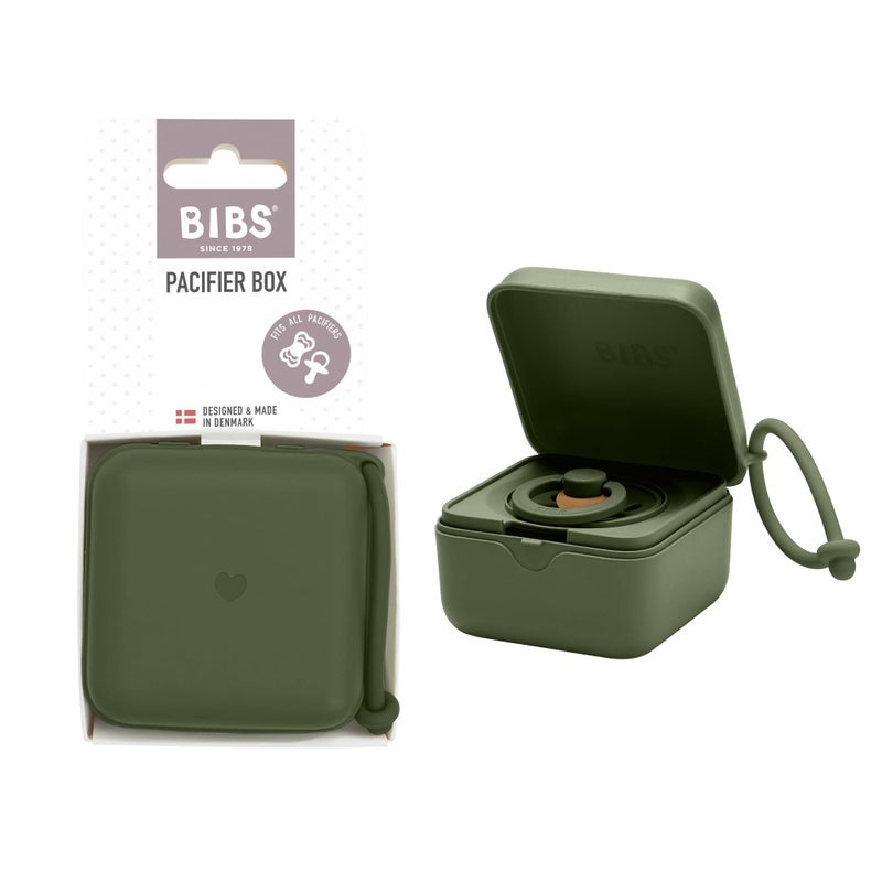 BIBS Pacifier Box with Loop for Storing & Carrying Soothers | 100% BPA Free Material | Designed & Made in Denmark | Hunter Green - Image 1