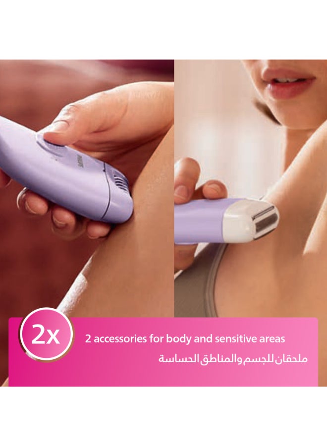 Philips Corded Epilator with shaving head and massage cap-BRE237/00 Lavender - Image 5