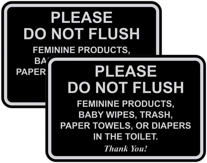 All Quality Classic Framed Please Do Not Flush Thank You Bathroom Etiquette Sign - 5" x 7" (Black-Silver) 2 Pack - Image 1