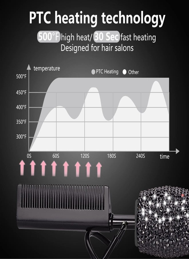 DAN Technology LCD Screen Digital Display Diamond Shaped Hot Comb, Black, 13.1 x 2.3 inches, 500 Degree Plug in Hot Comb with Adjustable Temperatures, Temperature Lock, Suitable for All Hair Types - Image 3