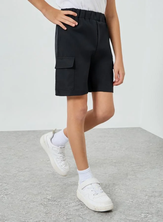Styli Kids Black Cargo Shorts