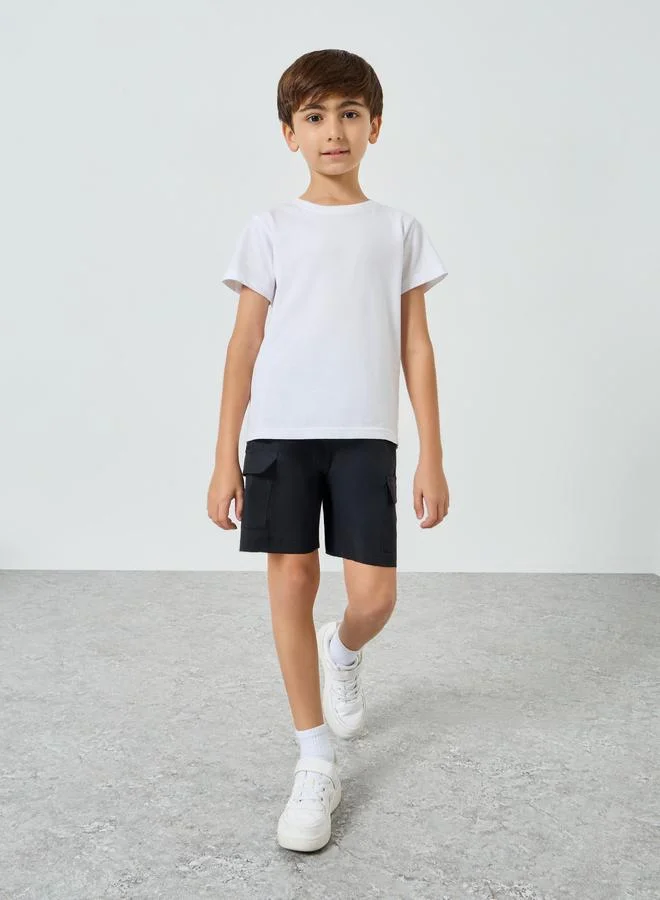 Styli Kids Black Cargo Shorts