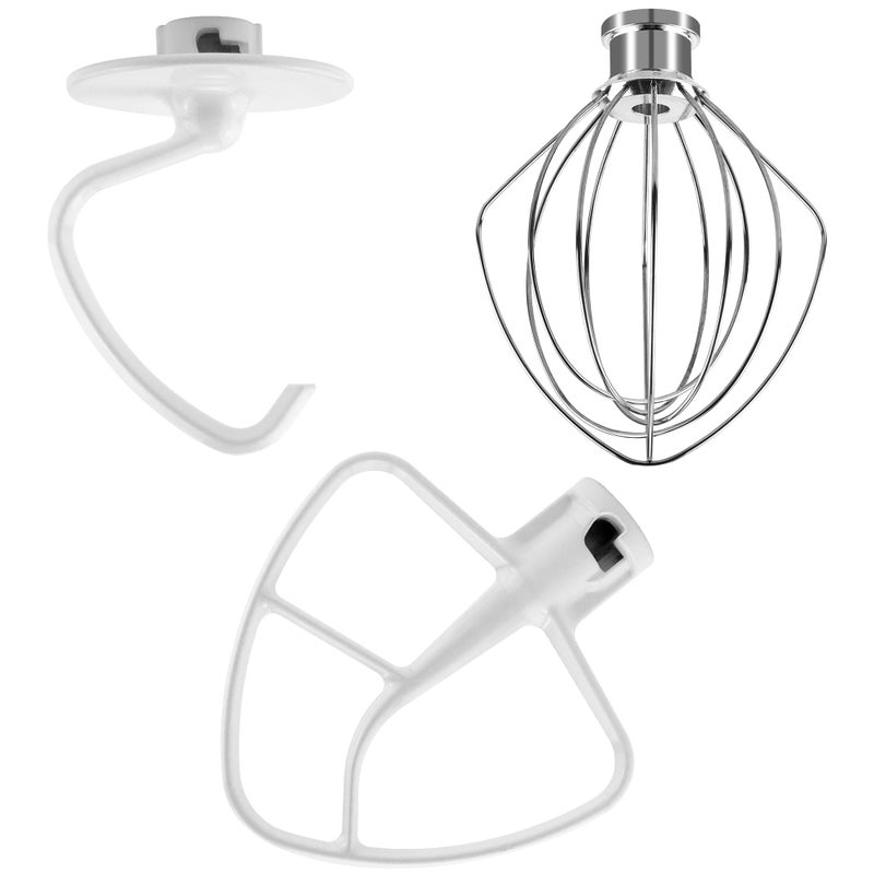 Fetechmate Kitchen Mixer Attachment K45WW Wire Whip K45DH Coated C Dough Hook K45B Coated Flat for 45 QT Kitchen TiltHead Stand Mixer Attachments by Fetechmate 