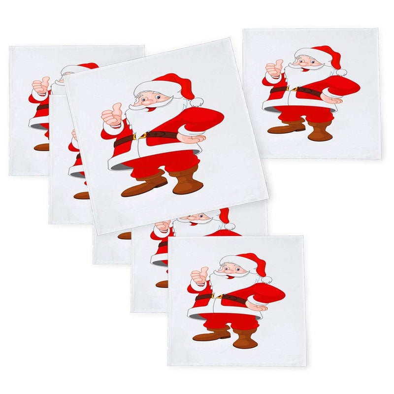 Khakee مناديل طاولة حرير تفطة بموضوع عيد الميلاد 6 قطع 10x10 لتزيين عيد الميلاد زينة عيد الميلاد هدية عيد الميلاد npxmas01P - Image 1