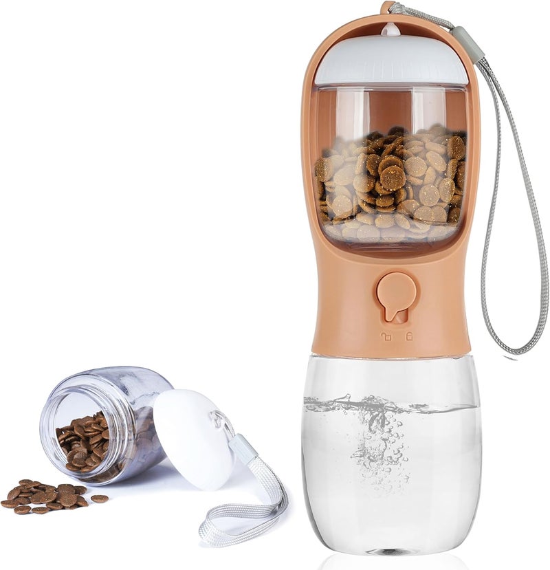 AVELORA Dog Water Bottle,Portable pet Water Bottle with Food Container,Outdoor Portable Water Dispenser for Cat,Rabbit,Puppy and Other Pets for Walking,Hiking,Travel(10oz) - Image 1