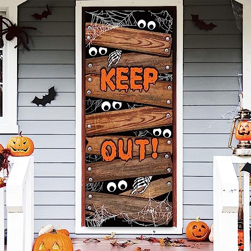 IMISHM Halloween Door Decorations Halloween Door Cover Large Fabric Halloween Decorations for Front Door Halloween Porch Sign for Halloween Party Decorations - Image 1