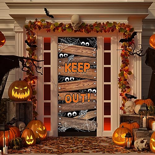 IMISHM Halloween Door Decorations Halloween Door Cover Large Fabric Halloween Decorations for Front Door Halloween Porch Sign for Halloween Party Decorations - Image 4