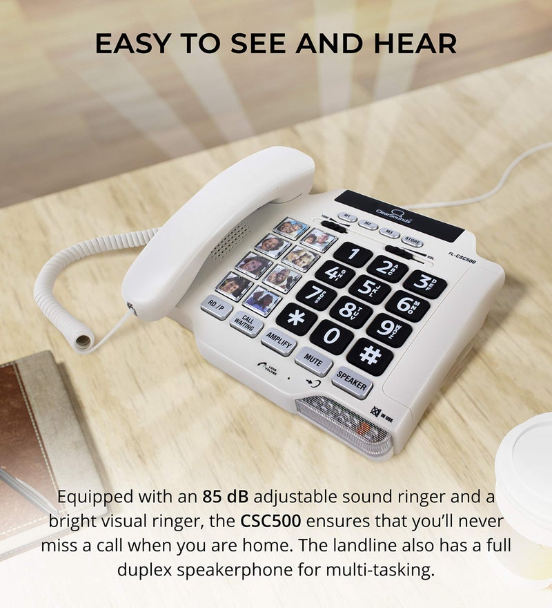 ClearSounds CSC500 Amplified Landline Phone with Speakerphone and Photo Frame Buttons - Up to 30dB Amplification, T-Coil Hearing Aid Compatible - Image 5