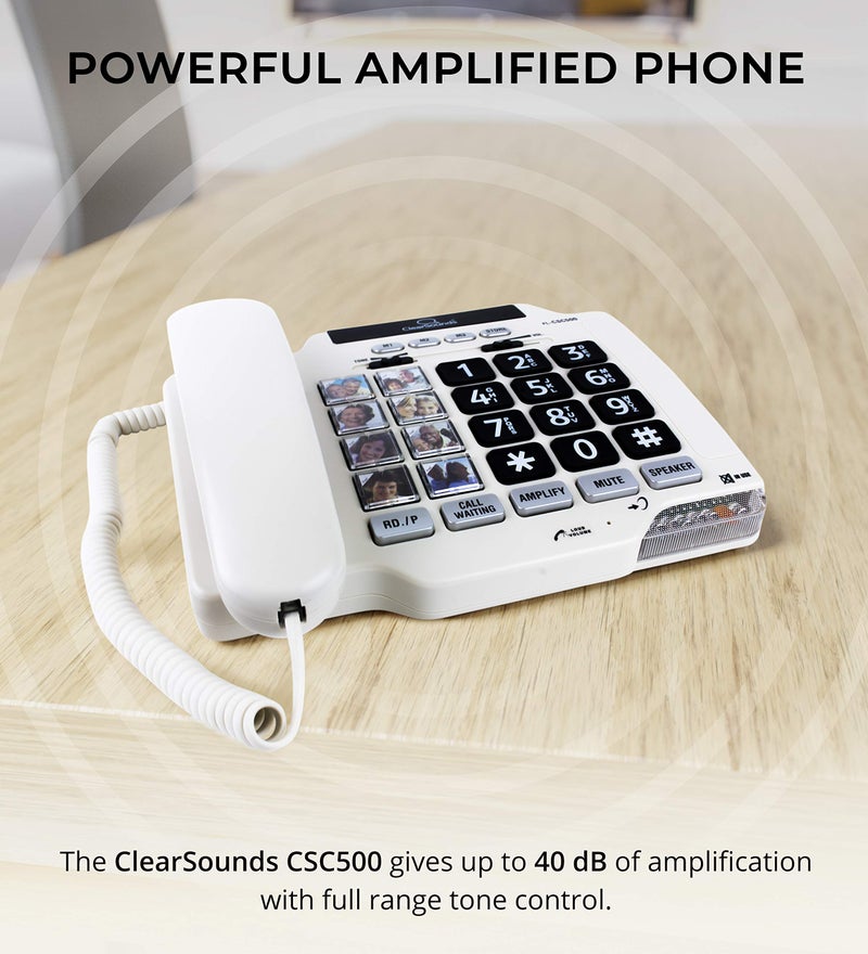 ClearSounds CSC500 Amplified Landline Phone with Speakerphone and Photo Frame Buttons - Up to 30dB Amplification, T-Coil Hearing Aid Compatible - Image 2