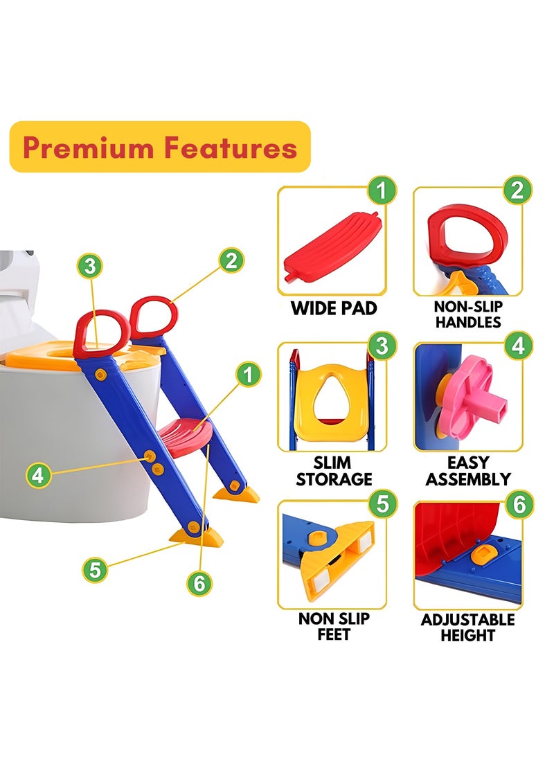 HEXAR HEXAR Toilet Potty Training Seat with Step Stool Ladder Training Toilet for Kids Boys Girls Toddlers -Comfortable Safe Potty Seat with Anti-Slip Pads Ladder  - Image 2