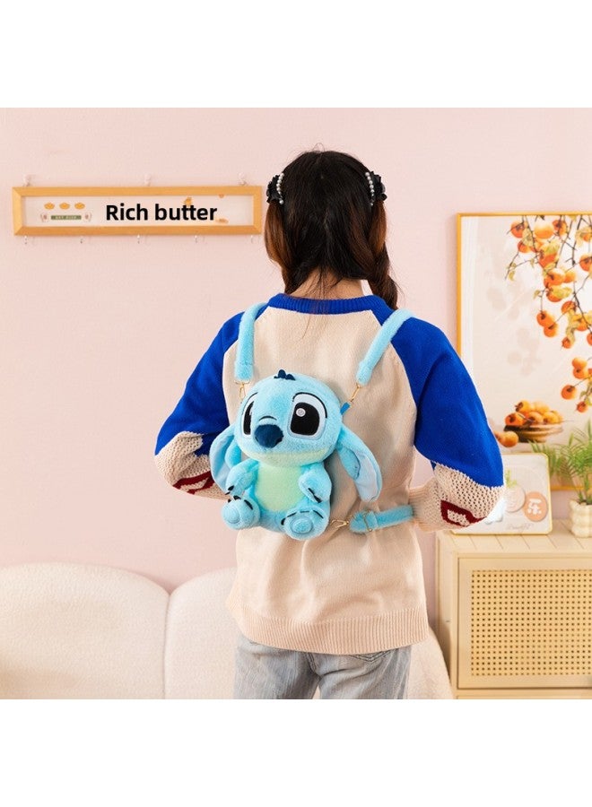 Stilly Doll Bag Large Capacity Backpack Student Bag Toy Backpack Soft Cute Cartoon Plush Plush Plush Bag-Color:Light Blue-Height:30cm - Image 4