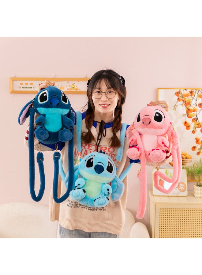 Stilly Doll Bag Large Capacity Backpack Student Bag Toy Backpack Soft Cute Cartoon Plush Plush Plush Bag-Color:Light Blue-Height:30cm - Image 3