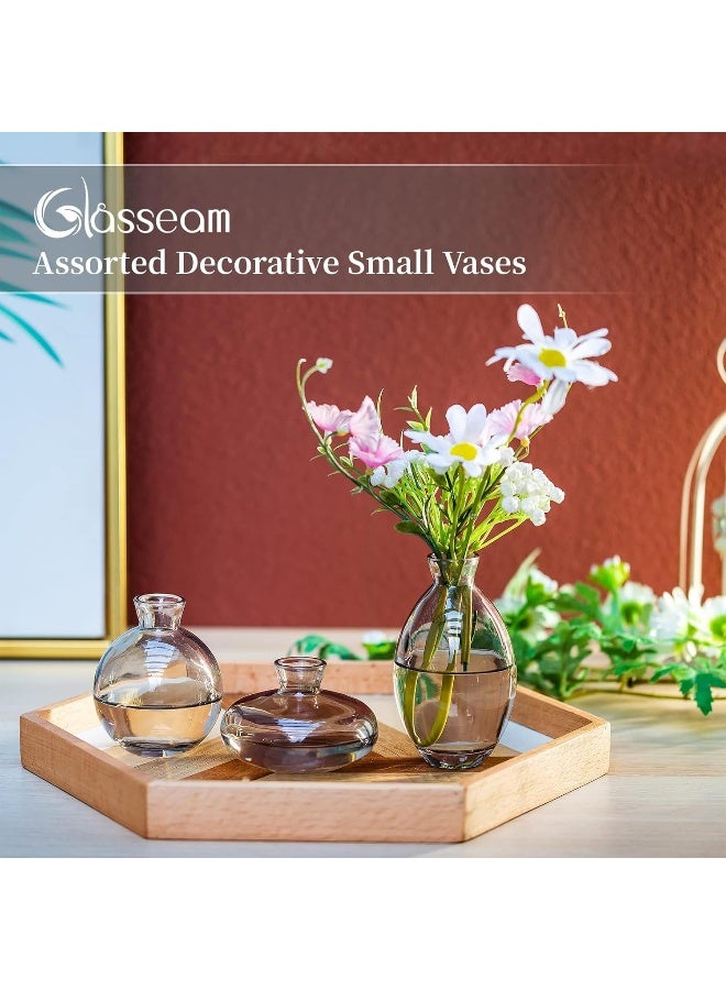 Glasseam Glass Bud Vase for Centerpieces, 6Pcs/2Sets Glasseam Modern Gray Mini Small Vases for Flowers Bulk Flower Vase Set Aesthetic Cute Handmade Tiny Short Wedding Table Centerpiece Decor - Image 4