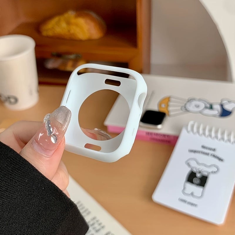 لساعة Apple Watch مقاس 40 مم، مجموعة من قطعتين، حزام رياضي من السيليكون باللون الأحمر الوردي، مع غطاء حماية من الصدمات من مادة TPU، حزام كلاسيكي ناعم مريح قابل للتعديل ومتين، بدون واجهة الساعة - Image 2