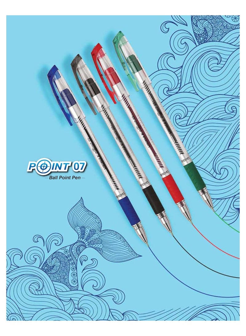 Gigis قلم حبر كروي متعدد الألوان Unimax Point-7، 50 قطعة، رأس 0.7 مم، مقبض مريح ناعم، تشطيب كروم، أقلام بحبر VFI لطول كتابة أكثر بنسبة 20% - Image 2