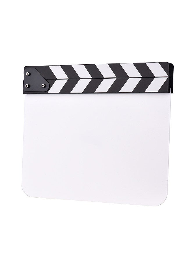 30 * 24cm/ 12 * 9in Acrylic Film Clapboard Movie Directors Clapper Board Slate Cut Action Scene Blank Clap Board Dry Erase with White & Black Sticks  - Image 5