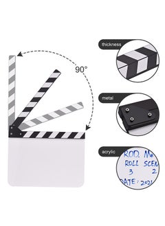 Generic لوح تصفيق من الأكريليك مقاس 30*24 سم/ 12*9 بوصة، لوح تصفيق لمخرجي الأفلام مقطوع من الأردواز، لوح تصفيق فارغ قابل للمسح الجاف مع أعواد بيضاء وسوداء  - Image 2