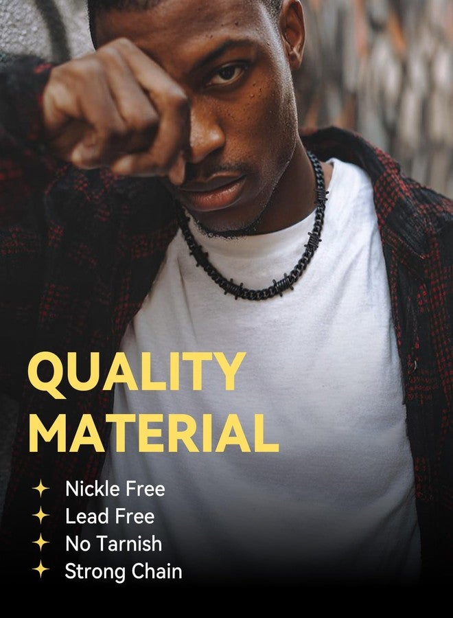 ChainsHouse قلادة كوبية من الأسلاك الشائكة من ChainsHouse للنساء والرجال، مصنوعة من الفولاذ المقاوم للصدأ/الذهب عيار 18 قيراطًا/الأسود، بتصميم جمجمة قوطية وأشواك، قلادة تشوكر، مجوهرات بانك، طولها من 16 إلى 20 بوصة، 16 بوصة (تشوكر)، معدن، بدون أحجار كريمة - Image 2