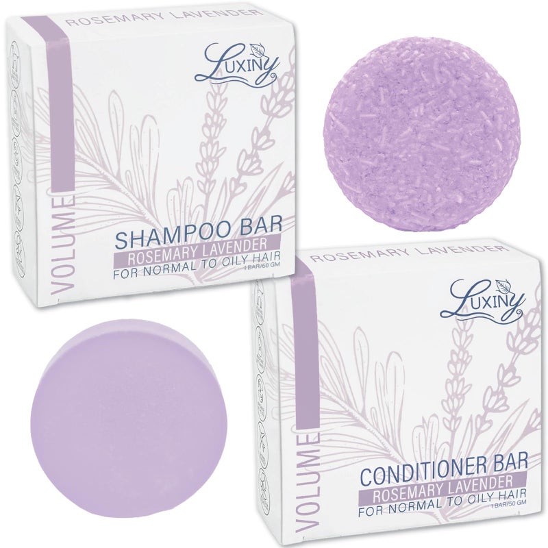 Luxiny Hair Shampoo and Conditioner Set - Sulfate Free Lavender Bars, Made in USA (1 Shampoo Bar 60g, 1 Deep Conditioner Bar 50g) - Image 3