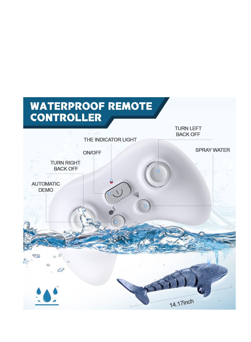 SOLARAE ألعاب حمام السباحة سمكة القرش عن بُعد المطورة الجديدة، قارب RC مائي خارجي، ألعاب رش الماء سمكة القرش لحمام السباحة، للأطفال من عمر 8-12 سنة، الأولاد والبنات من عمر 6 سنوات وما فوق (2 بطارية) - Image 3