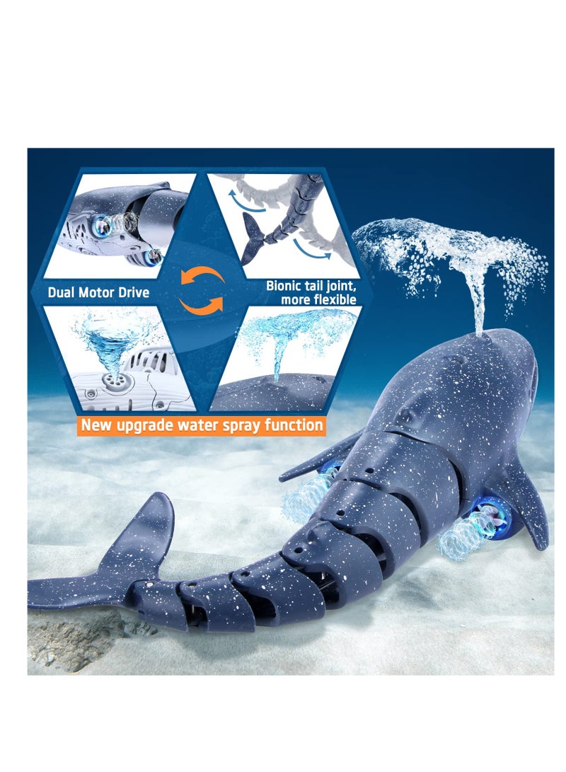 SOLARAE ألعاب حمام السباحة سمكة القرش عن بُعد المطورة الجديدة، قارب RC مائي خارجي، ألعاب رش الماء سمكة القرش لحمام السباحة، للأطفال من عمر 8-12 سنة، الأولاد والبنات من عمر 6 سنوات وما فوق (2 بطارية) - Image 5