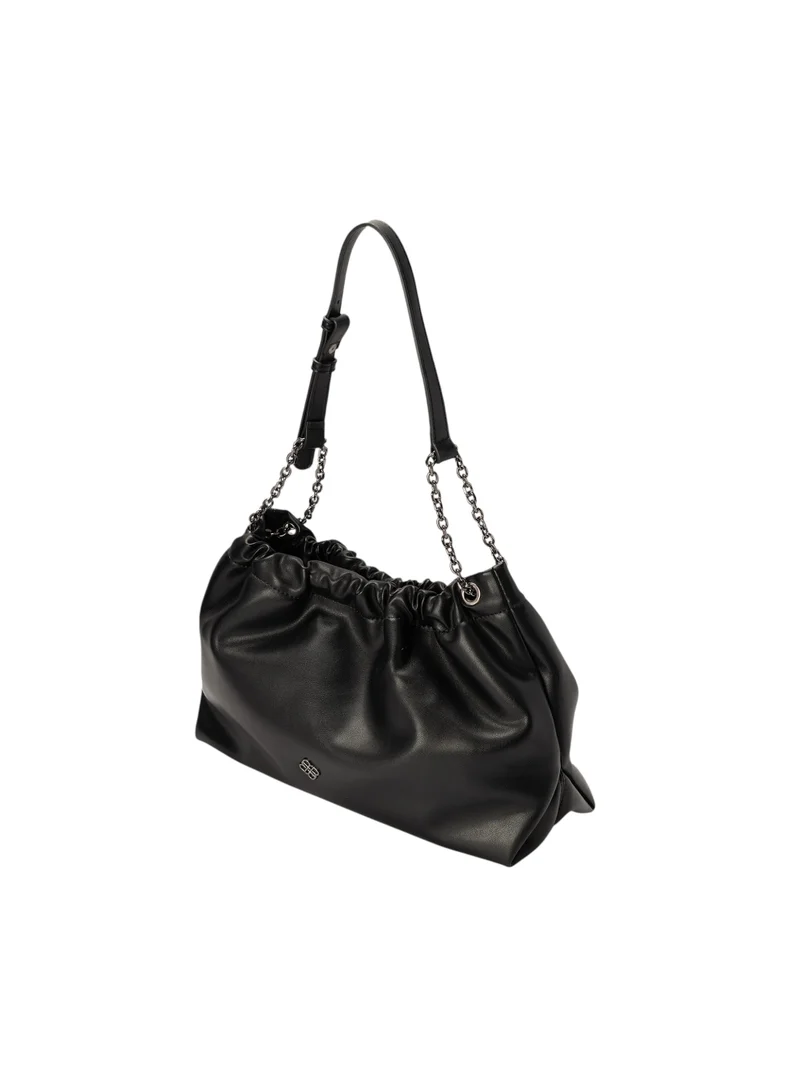 Bata Textured Shoulder Bag with Chain Detail